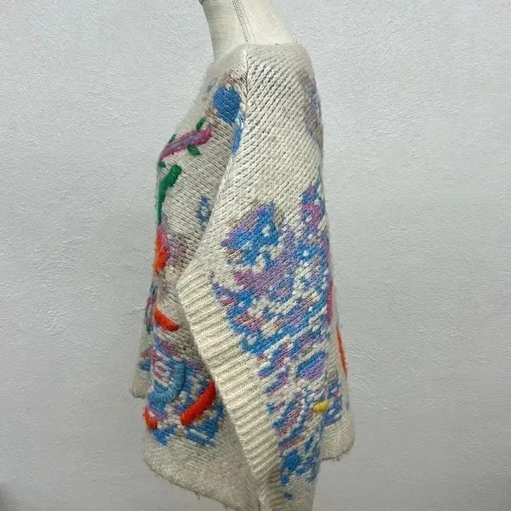 Zara Colorful Poncho Sweater Women’s Sz M - Picture 3 of 9